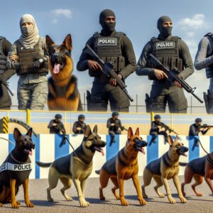 Police dogs training exercise