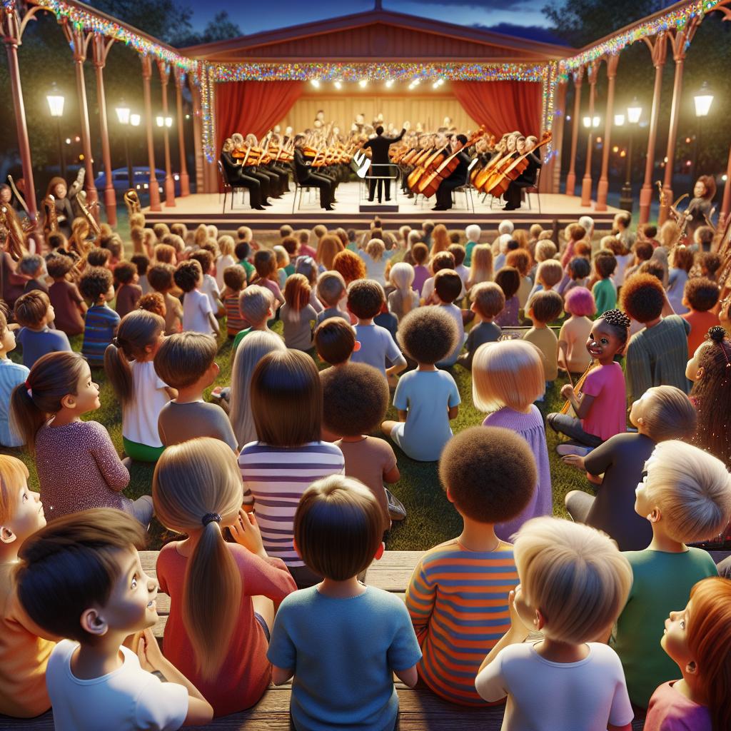 Children enchanted by orchestra.