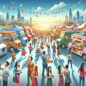 Food truck extravaganza illustration.