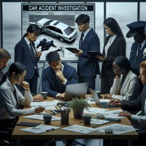 "Car accident investigation meeting"