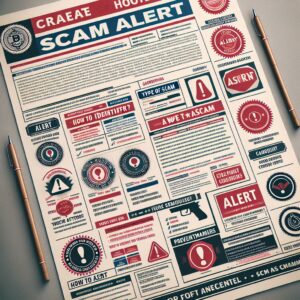 Scam alert document concept.