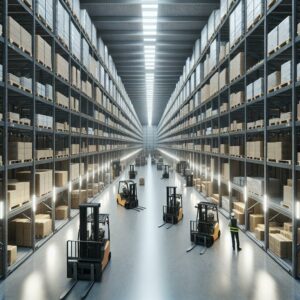 Modern distribution center interior.