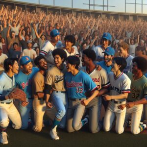 Baseball team unity celebration