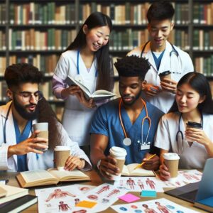 Nursing students studying together.