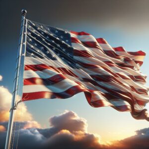 American flag waving assembly.