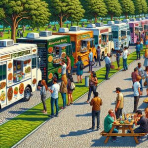 Food trucks in park.