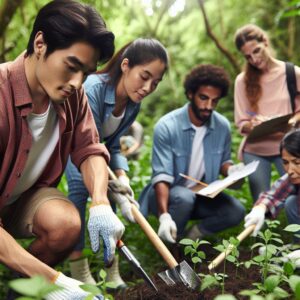 Nature conservation volunteers' teamwork