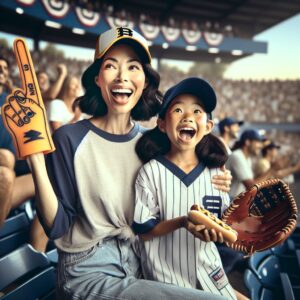 Mother-daughter baseball outing.