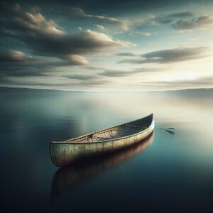 Abandoned kayak on water.