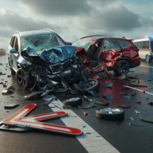 Car crash aftermath scene