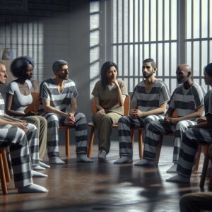 Inmates in group therapy.