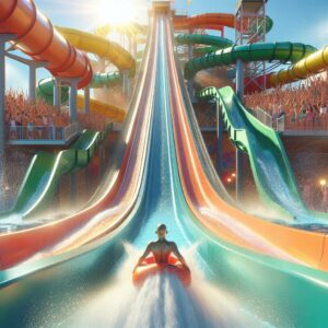 Thrilling waterslide launch.