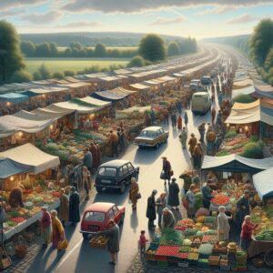 Rural road marketplace event.