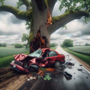 Car crash with tree