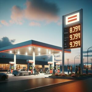 Gas station price decrease.