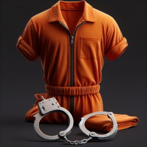 Prison jumpsuit and handcuffs