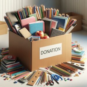 School supplies donation box.