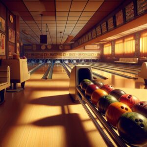 Retro bowling alley interior