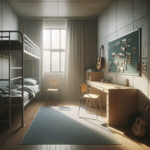 Empty dormitory room concept.