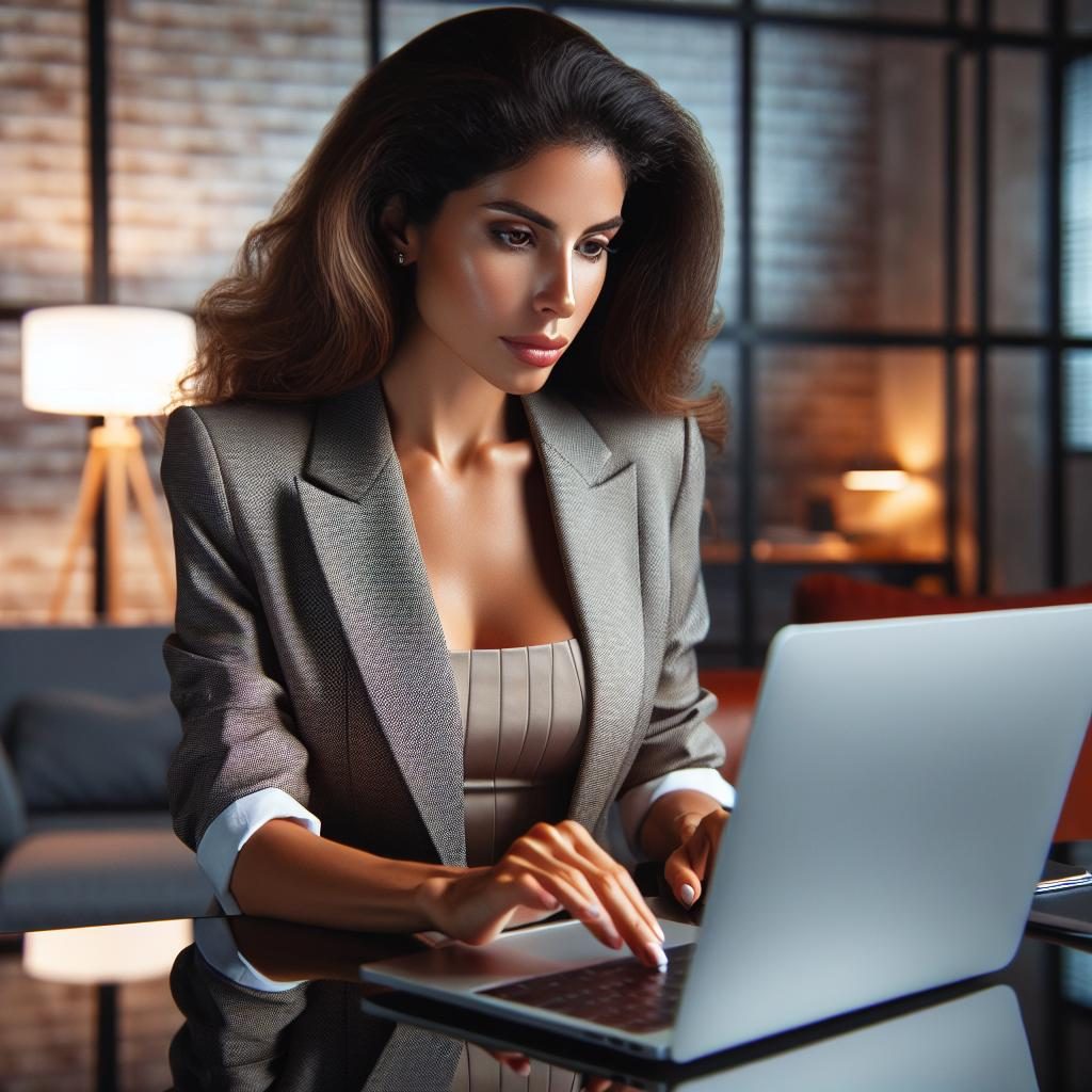 Entrepreneur working on laptop.