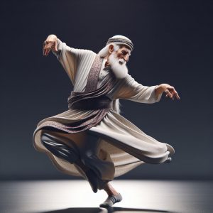 Elderly dancer gracefully performing.