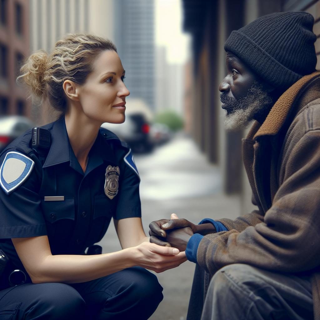 Police interacting with homeless