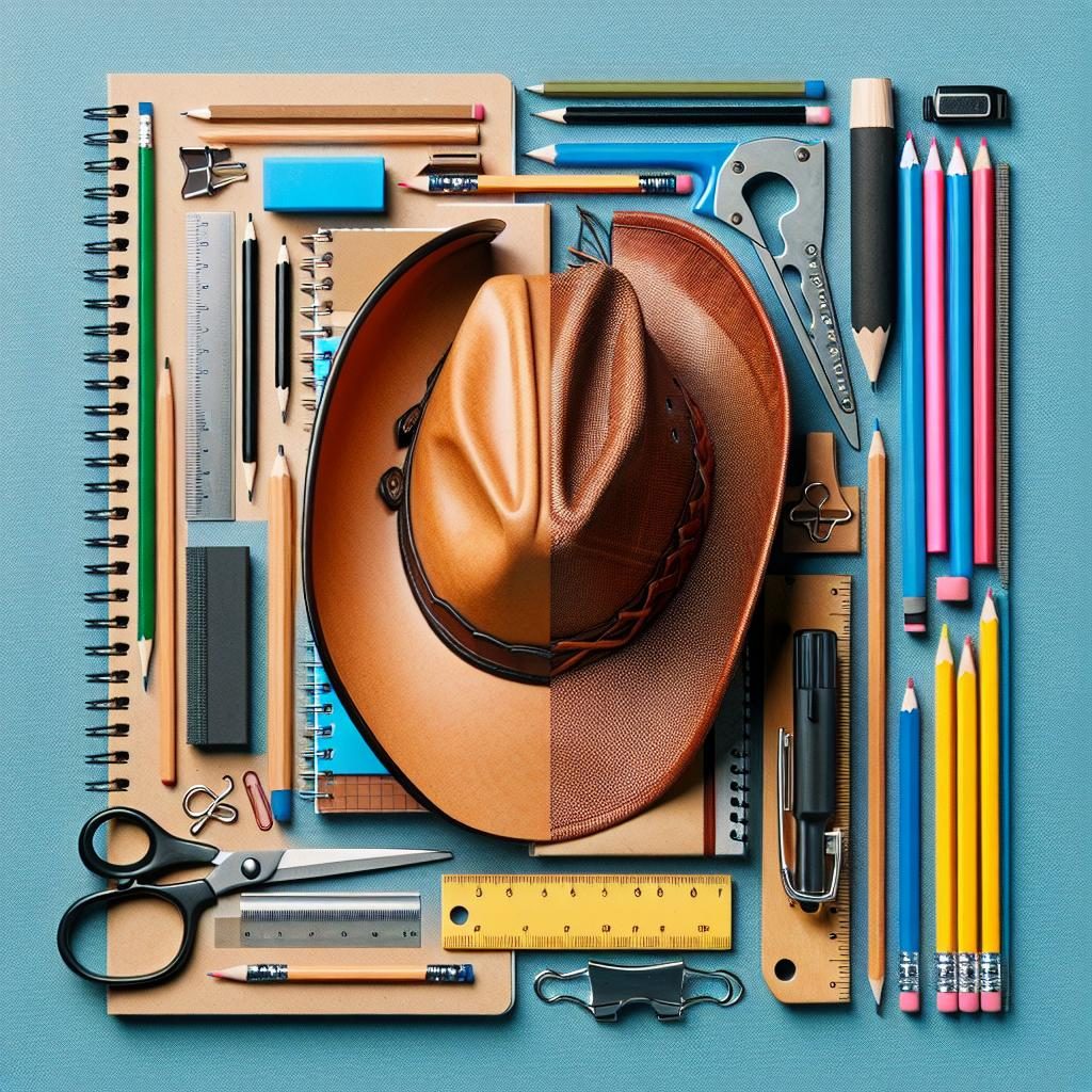 School supplies cowboy hats.