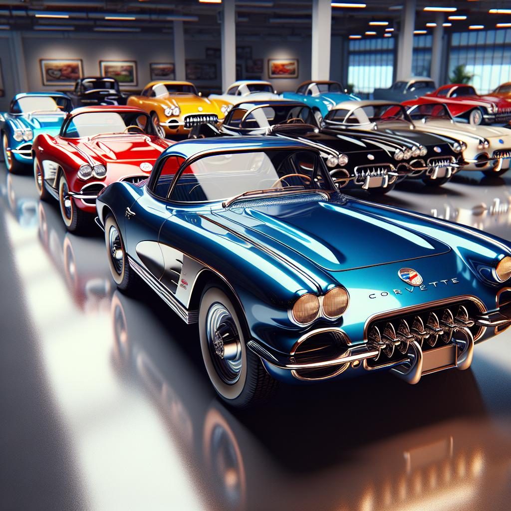 Vintage Corvettes on display.