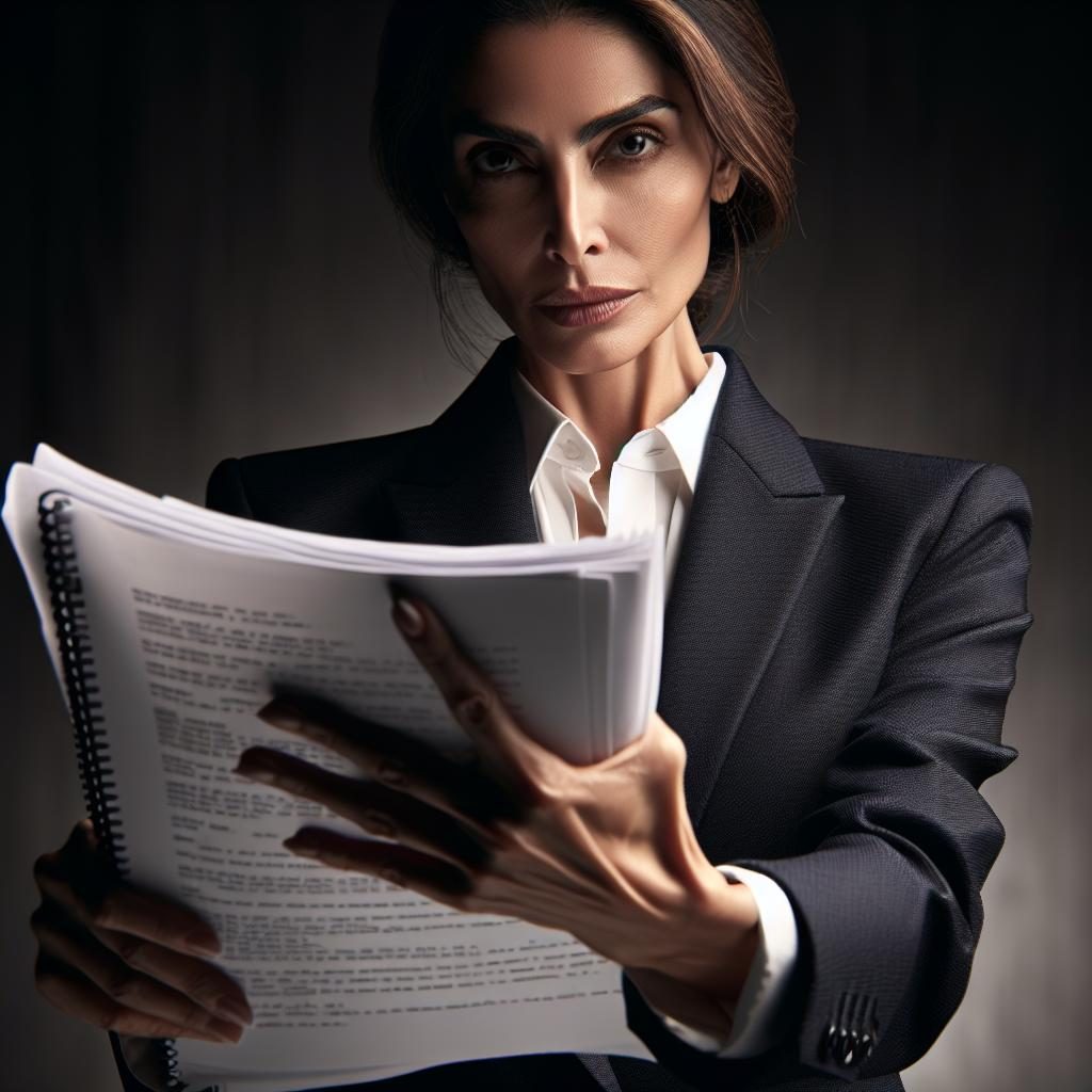 Theater director brandishing script.