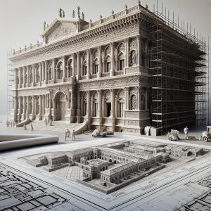 Historic building restoration concept.