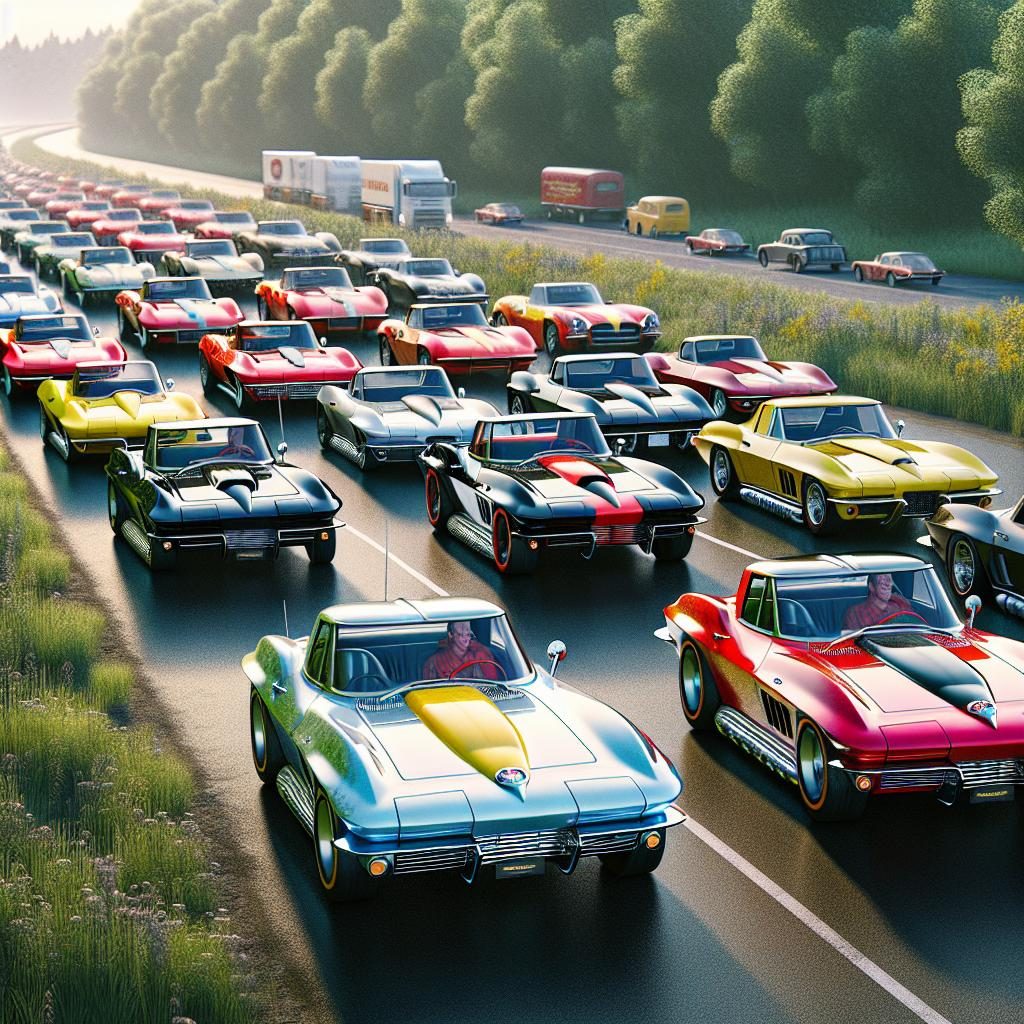 Corvette caravans gathering.