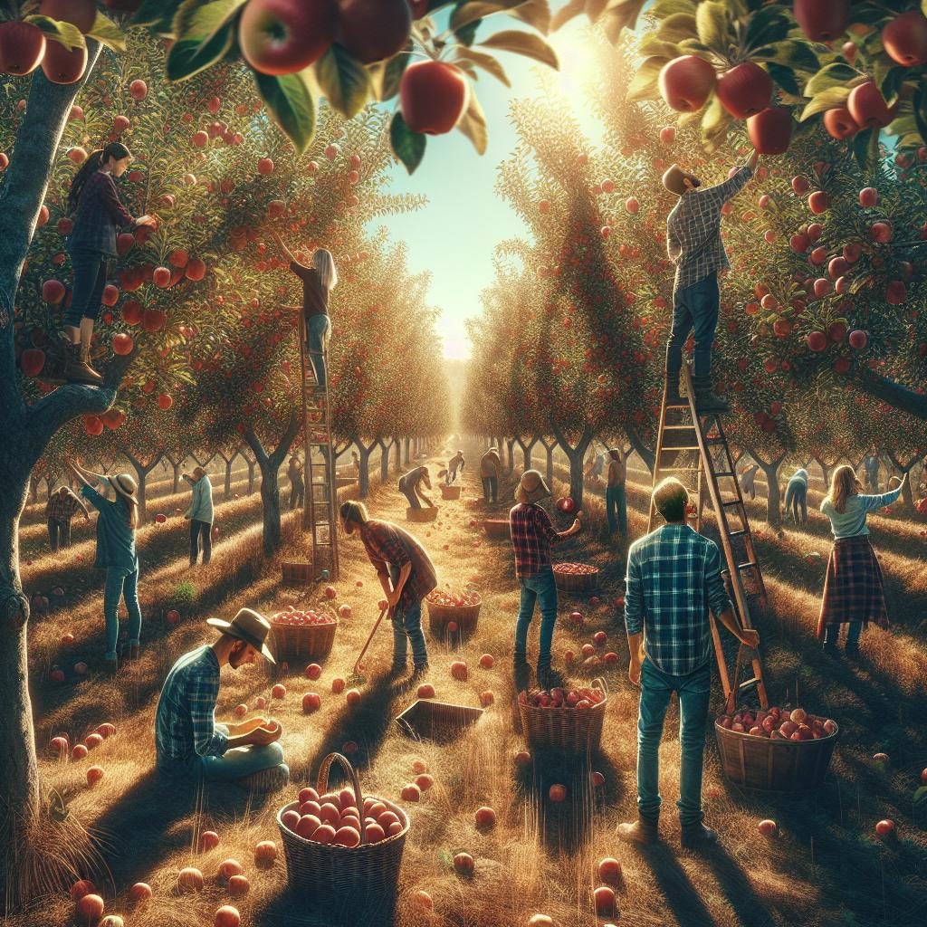 Apple picking at orchard