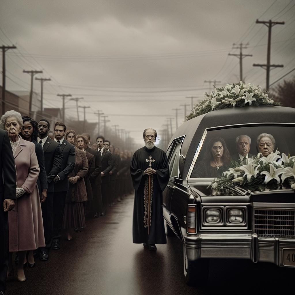 Elderly woman's funeral procession.