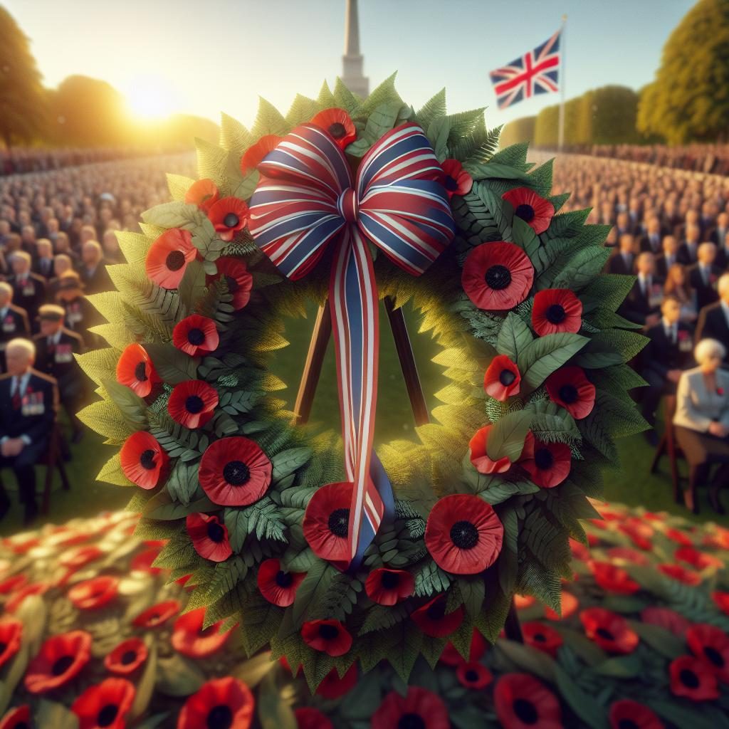 Patriotic remembrance wreath laying.