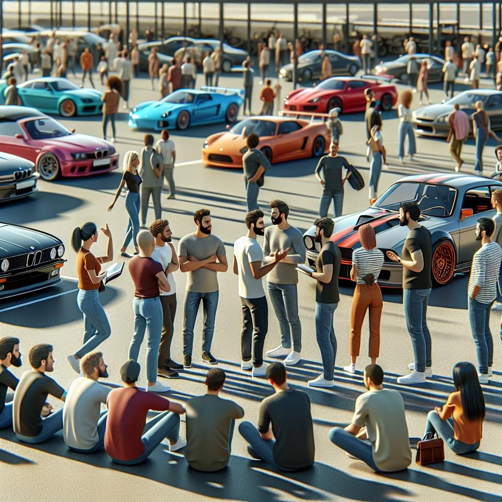 "Car enthusiasts gathering together"