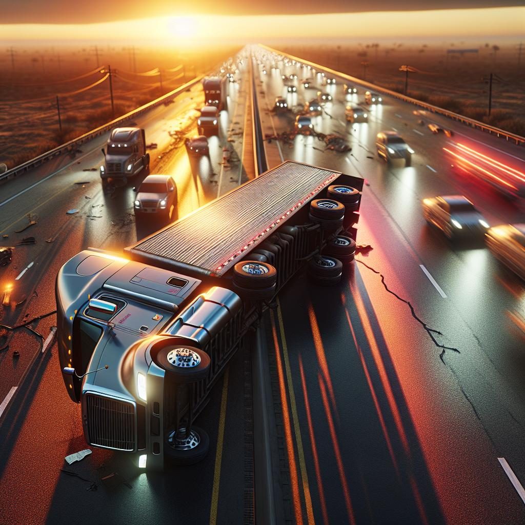 Overturned semi on highway.