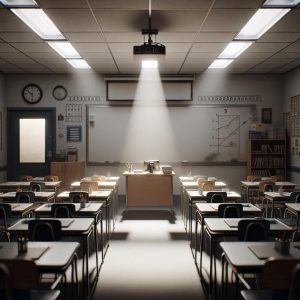 Empty classroom during lockdown