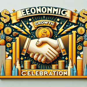 Economic growth celebration banner.