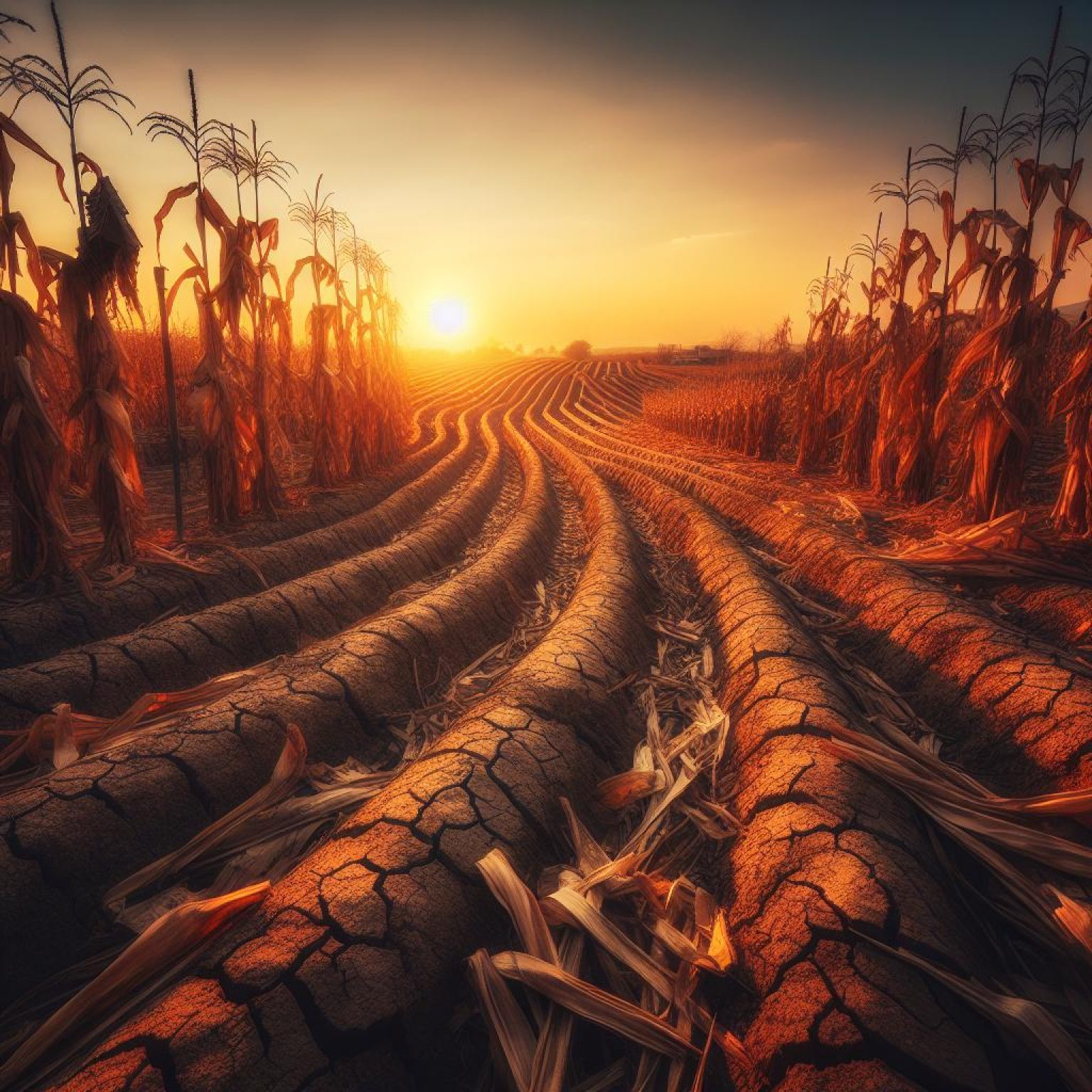 Dry cornfield landscape.