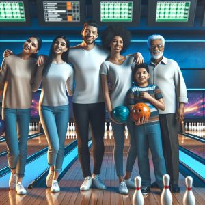 Family bowling tournament celebration.