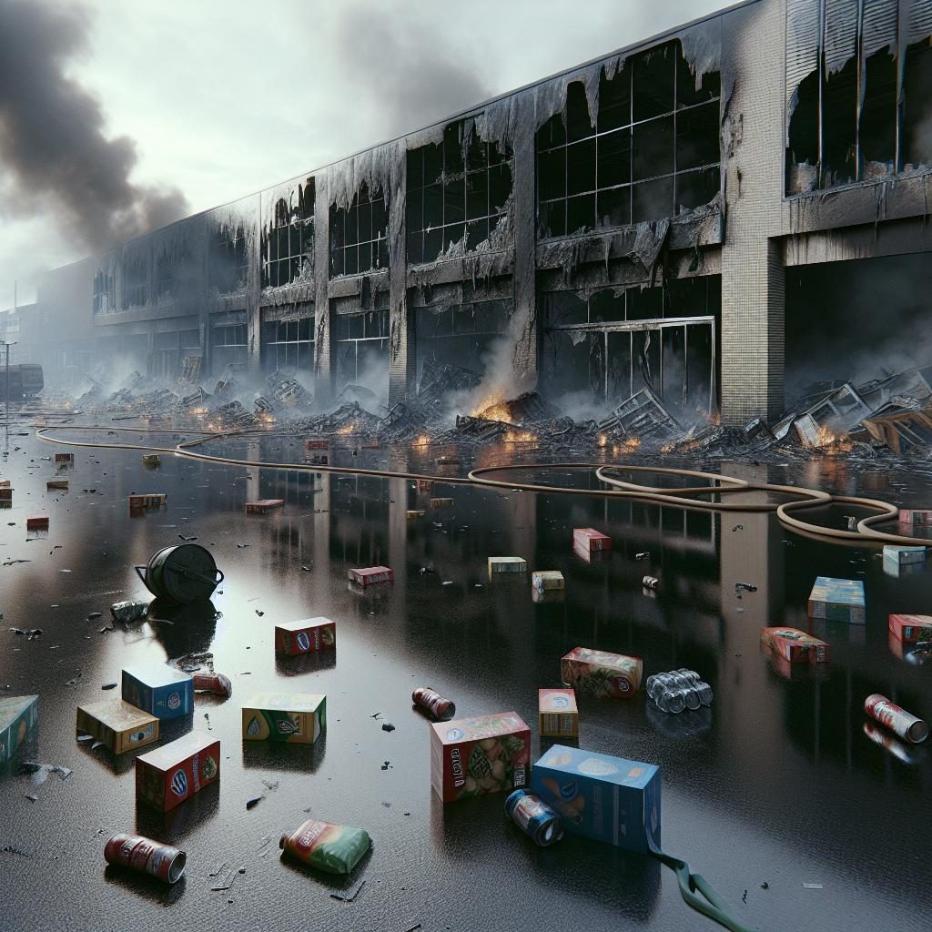 Supermarket fire aftermath image.