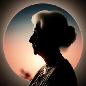 Elderly woman's silhouette.