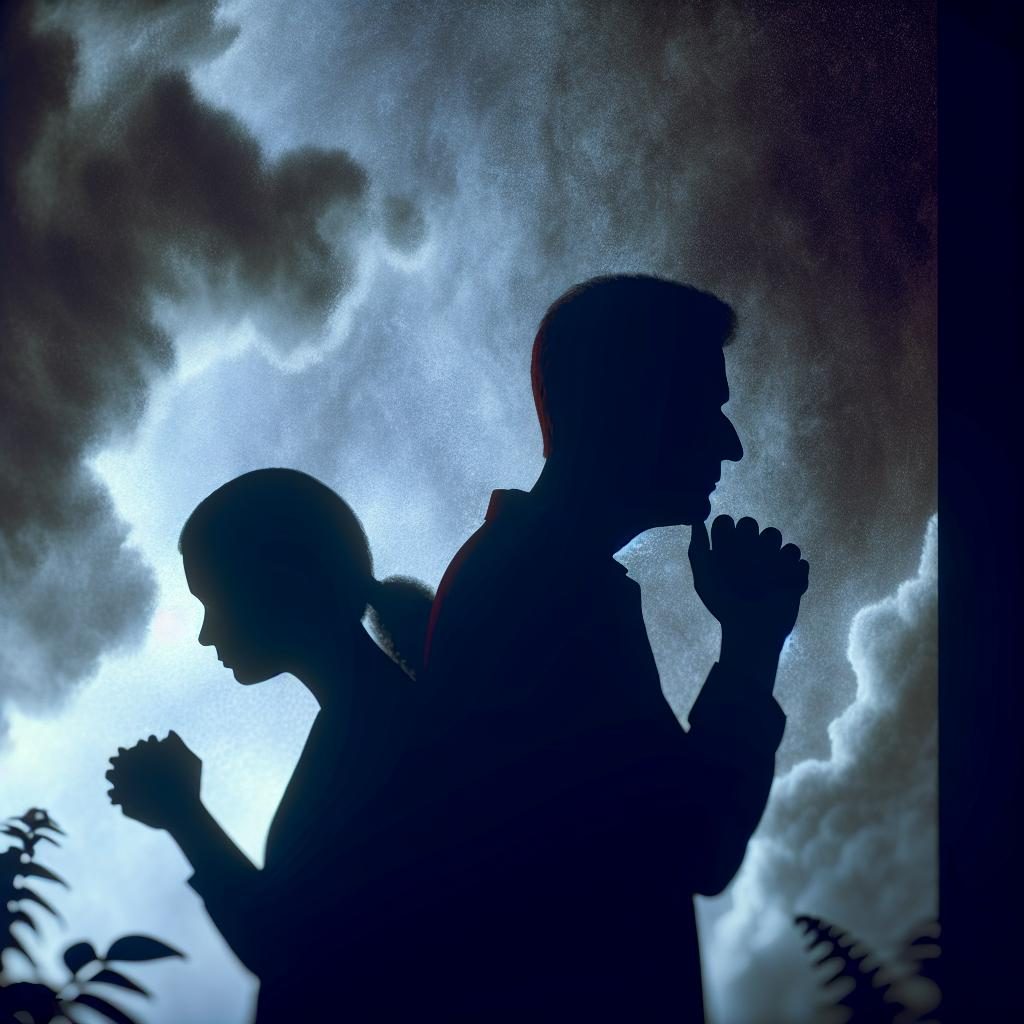 Silhouette of worried parents