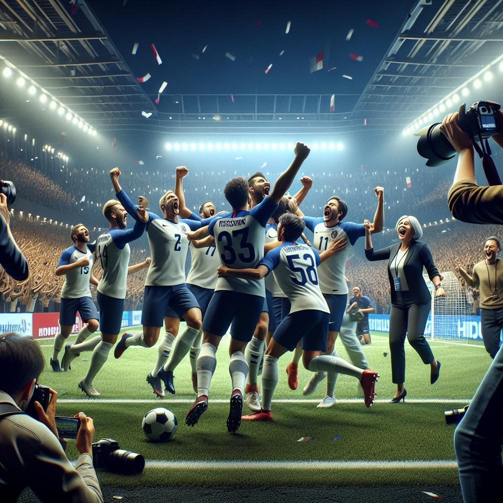 Football team defeat celebration