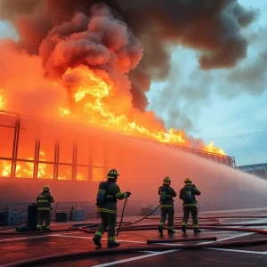 Firefighters responding to a structure fire at Bowling Green Athletic Club