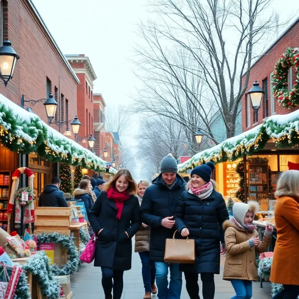 Families enjoying holiday shopping in Bowling Green, Kentucky