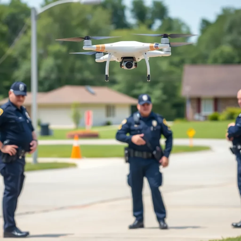 Police officers conducting drone training in Bowling Green