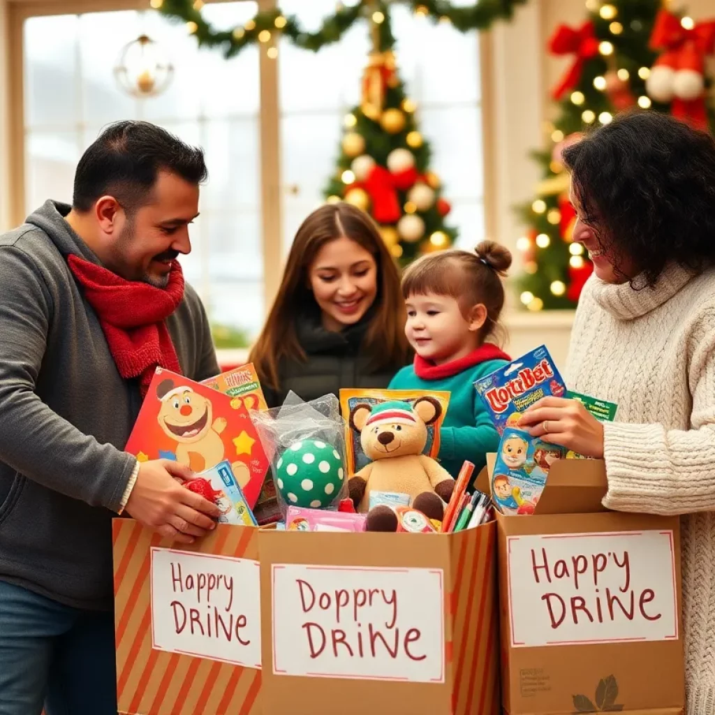 Meredith family organizing a Toys For Tots donation drive