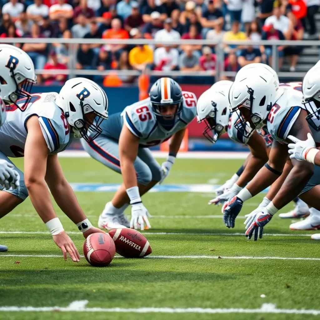 Kentucky Wildcats offensive line in action during a football game