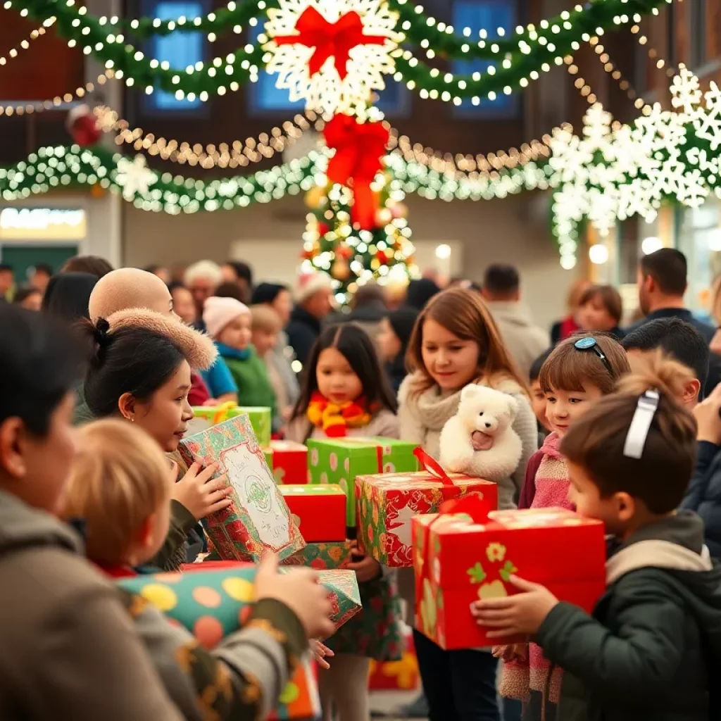 Families receiving toys during Warren County Toys for Tots event